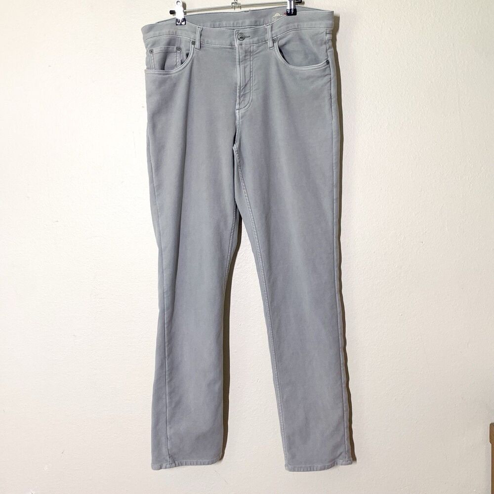 Faherty Stretch Terry 5-Pocket Pants Jeans 34 Iron Light Gray